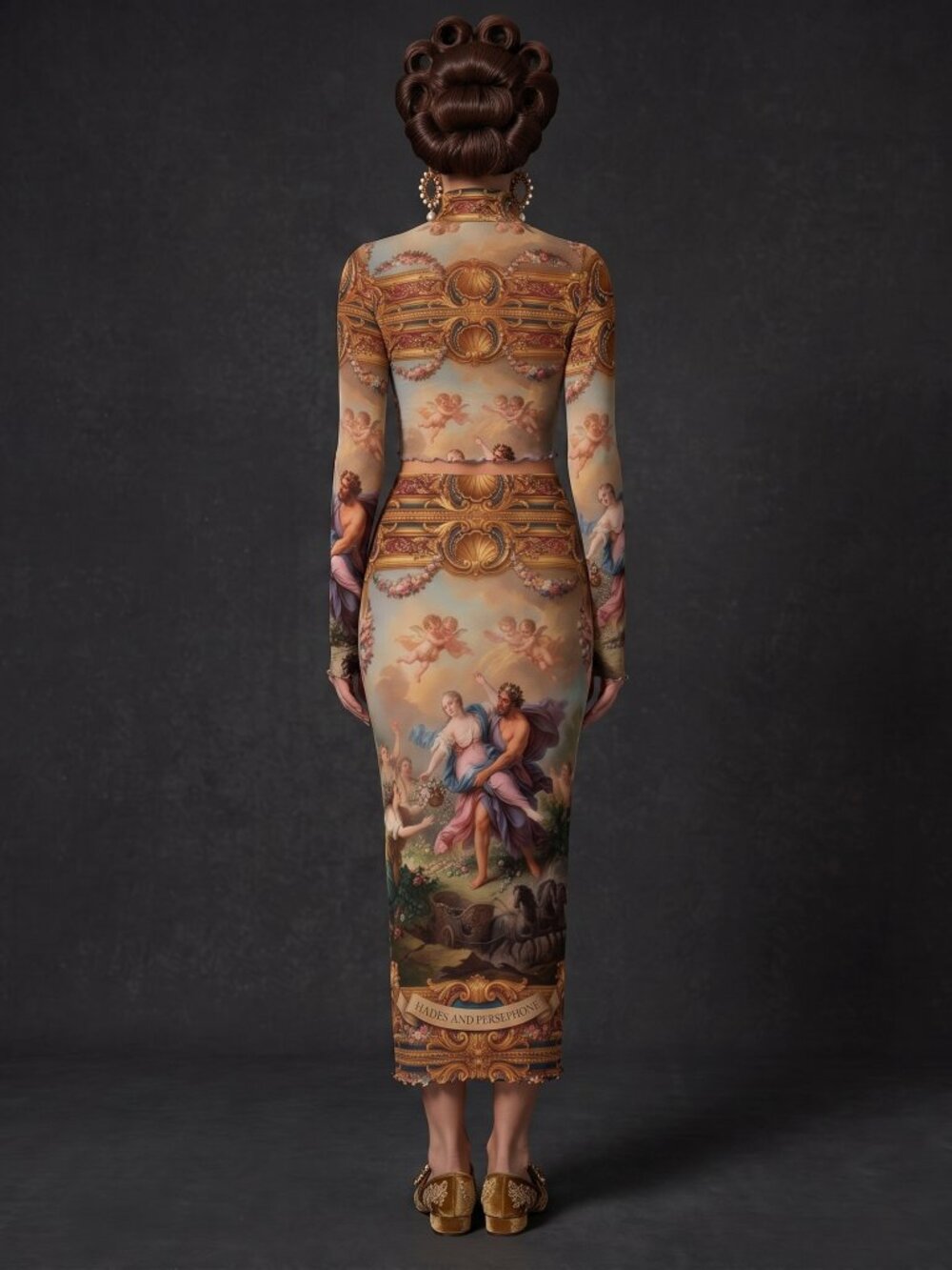 Conceptual Subculture Baroque Mesh See Thru Outfit Mythology Cherub Skirt Top - Picture 2 of 10